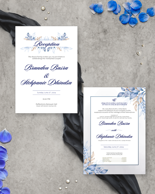 Blue Blooms 2-piece Invitation Suite