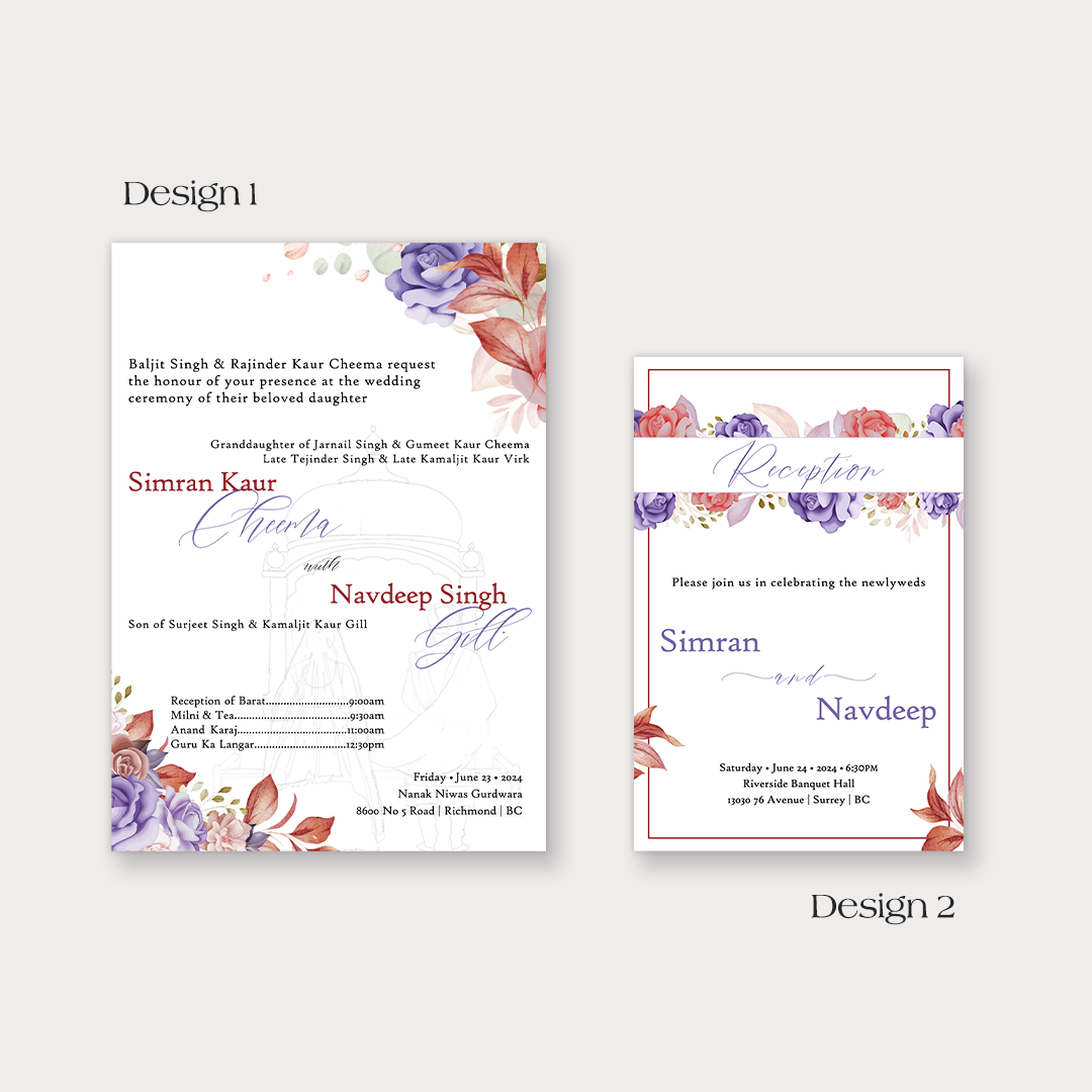 Burgundy Blossom 4-piece Invitation Suite