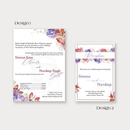 Burgundy Blossom 4-piece Invitation Suite