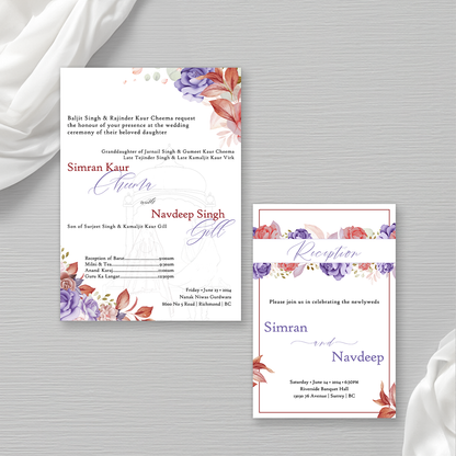 Burgundy Blossom 4-piece Invitation Suite