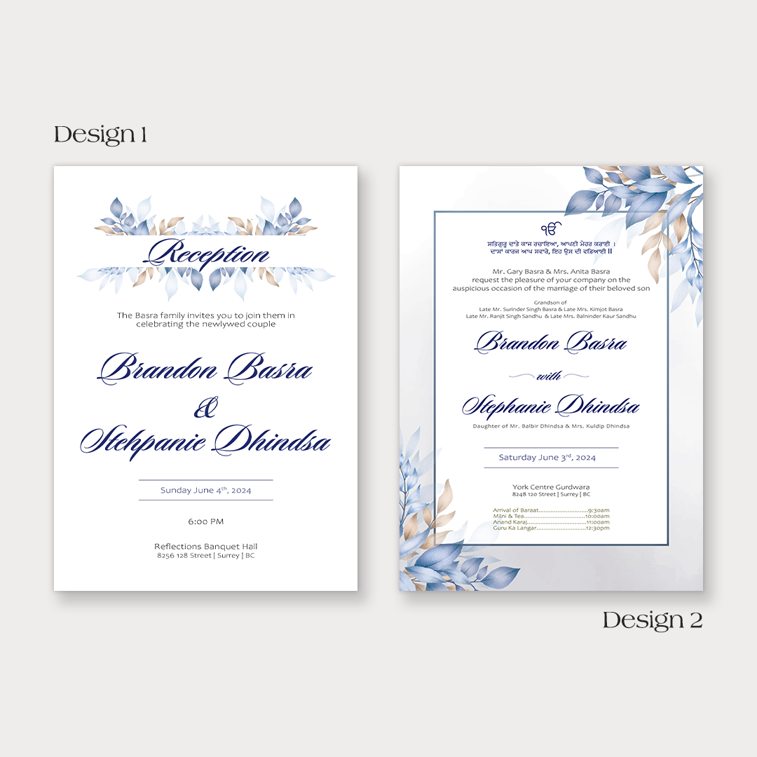 Blue Blooms 2-piece Invitation Suite