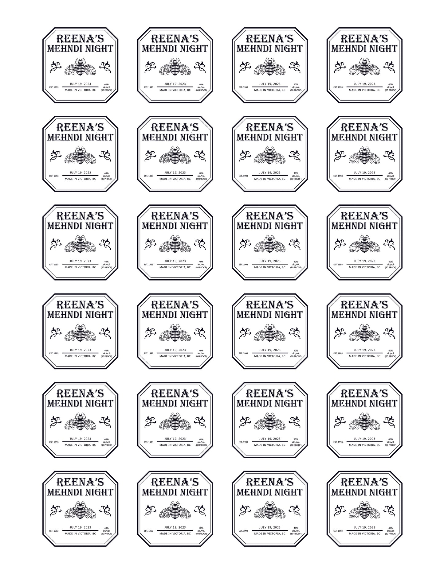 Mini Patron Bottle Labels (24 pack)