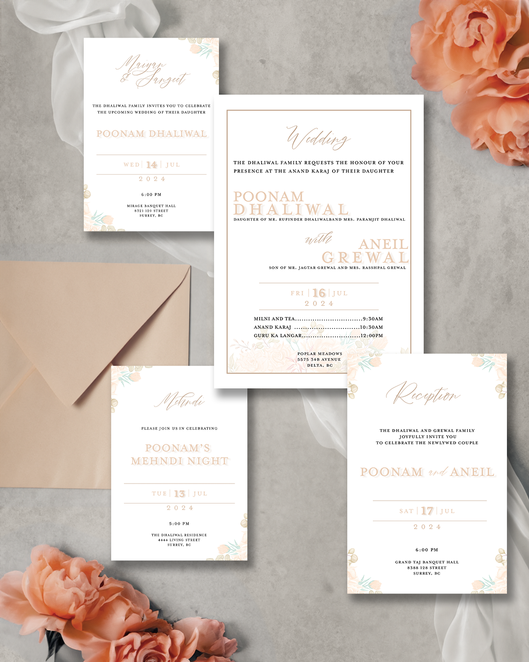 Peaches n' Cream 4-piece Invitation Suite