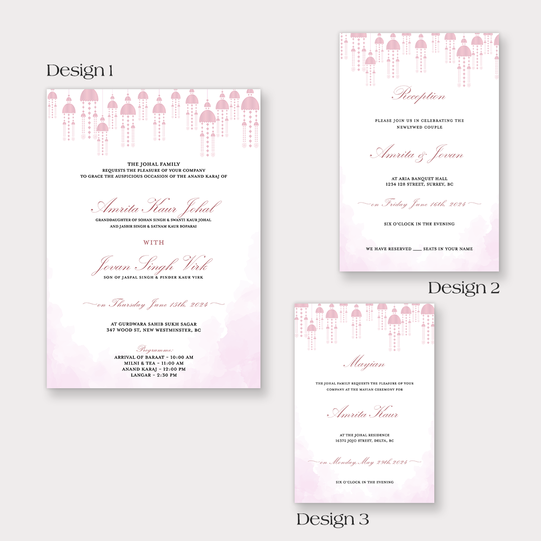 Pink Blossom 3-piece Invitation Suite